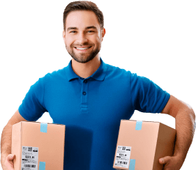 Pessoa segurando caixas para envio